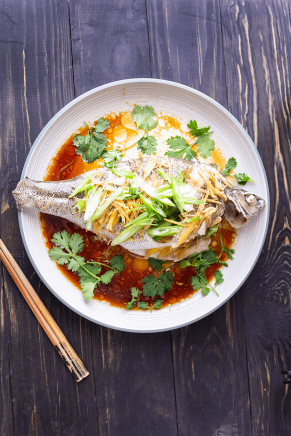 Chinese Steamed Fish with Ginger and Shallots | Wok and Kin
