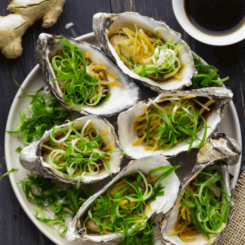 Steamed Oysters with Ginger and Shallots