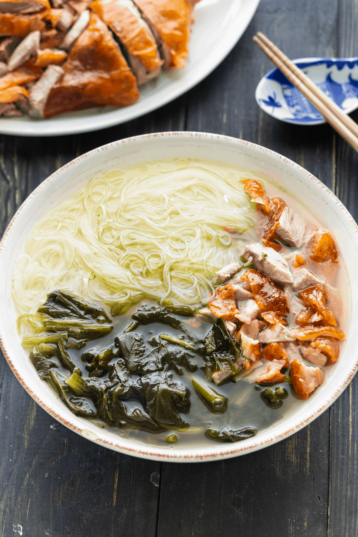Chinese Roast Duck Noodle Soup (雪菜鴨絲湯米) - Wok and Kin